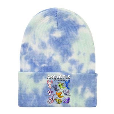 Axolotl Shirts Kawaii Axolotls Of The World Axolotl Animals Design Tie Dye 12in Knit Beanie