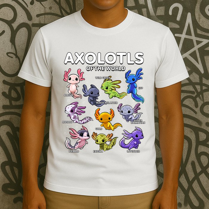 Axolotl Shirts Kawaii Axolotls Of The World Axolotl Animals Design T-Shirt