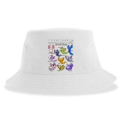 Axolotl Shirts Kawaii Axolotls Of The World Axolotl Animals Design Sustainable Bucket Hat