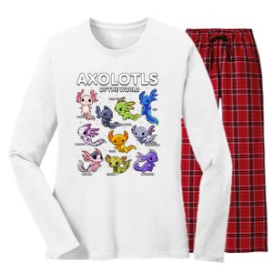 Axolotl Shirts Kawaii Axolotls Of The World Axolotl Animals Design Women's Long Sleeve Flannel Pajama Set 