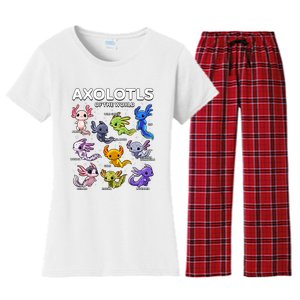 Axolotl Shirts Kawaii Axolotls Of The World Axolotl Animals Design Women's Flannel Pajama Set