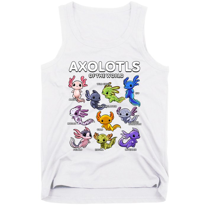 Axolotl Shirts Kawaii Axolotls Of The World Axolotl Animals Design Tank Top
