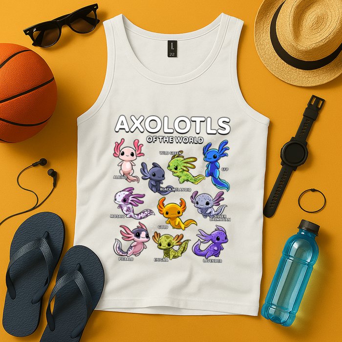 Axolotl Shirts Kawaii Axolotls Of The World Axolotl Animals Design Tank Top