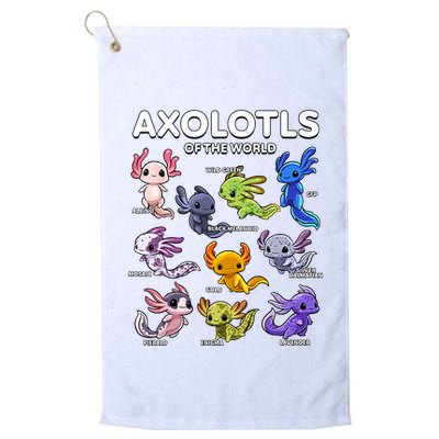 Axolotl Shirts Kawaii Axolotls Of The World Axolotl Animals Design Golf Towel