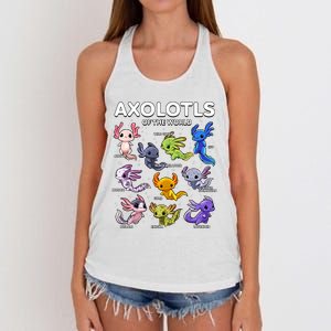 Axolotl Shirts Kawaii Axolotls Of The World Axolotl Animals Design Women's Knotted Racerback Tank