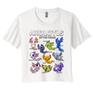 Axolotl Shirts Kawaii Axolotls Of The World Axolotl Animals Design Women's Crop Top Tee