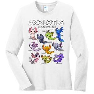 Axolotl Shirts Kawaii Axolotls Of The World Axolotl Animals Design Ladies Long Sleeve Shirt