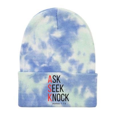 Ask Seek Knock Matthew 778 Inspirational Faith Tie Dye 12in Knit Beanie