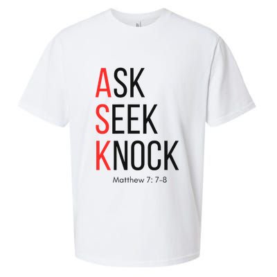 Ask Seek Knock Matthew 778 Inspirational Faith Sueded Cloud Jersey T-Shirt
