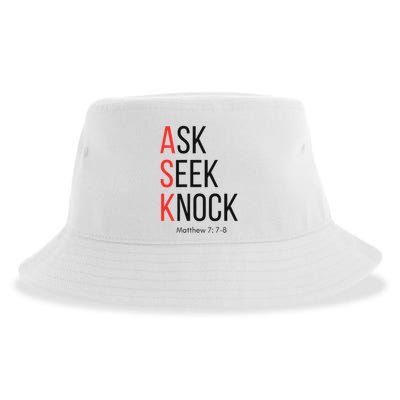 Ask Seek Knock Matthew 778 Inspirational Faith Sustainable Bucket Hat