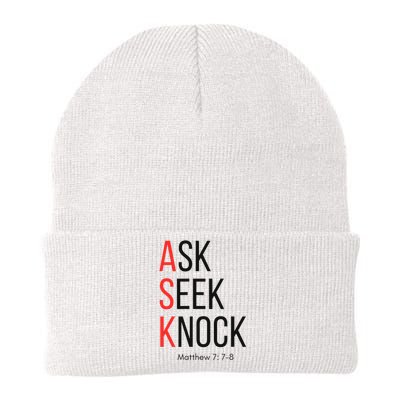 Ask Seek Knock Matthew 778 Inspirational Faith Knit Cap Winter Beanie