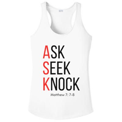 Ask Seek Knock Matthew 778 Inspirational Faith Ladies PosiCharge Competitor Racerback Tank