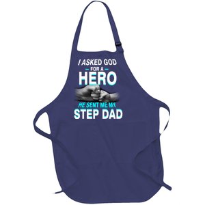 Asked God For A Hero He Sent Me My Step Dad Full-Length Apron With Pockets