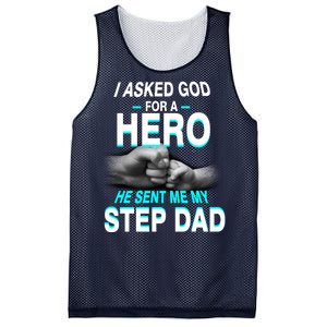 Asked God For A Hero He Sent Me My Step Dad Mesh Reversible Basketball Jersey Tank