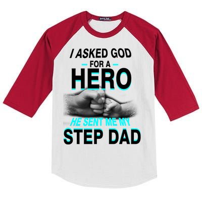 Asked God For A Hero He Sent Me My Step Dad Kids Colorblock Raglan Jersey