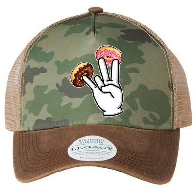ASL Hand Sign Langauge Number 7 With Donuts Legacy Tie Dye Trucker Hat