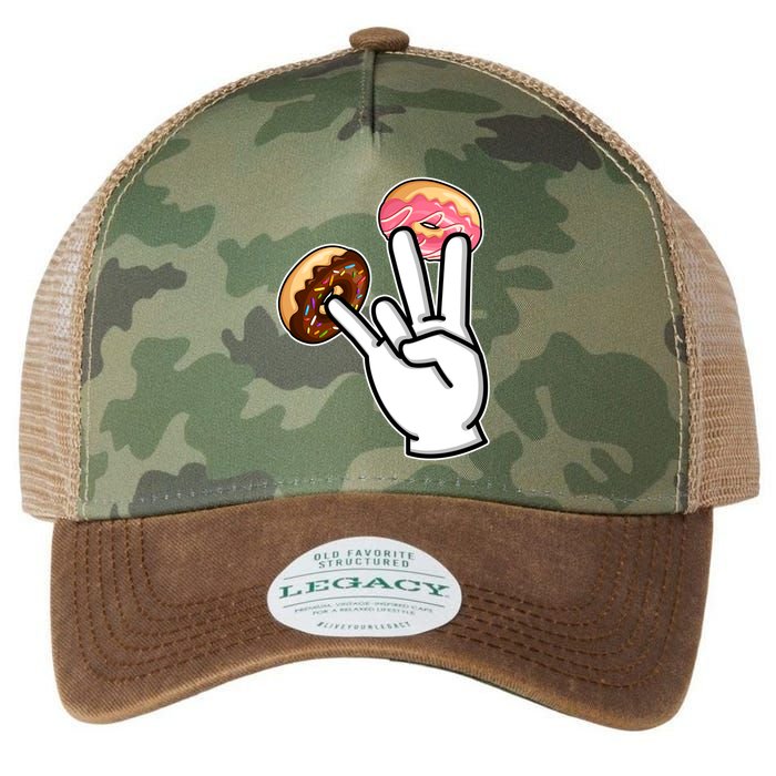ASL Hand Sign Langauge Number 7 With Donuts Legacy Tie Dye Trucker Hat