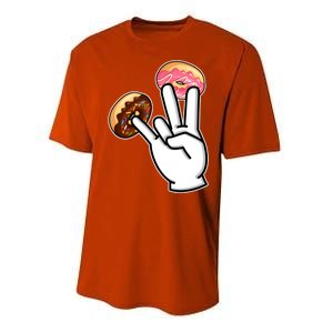 ASL Hand Sign Langauge Number 7 With Donuts Performance Sprint T-Shirt