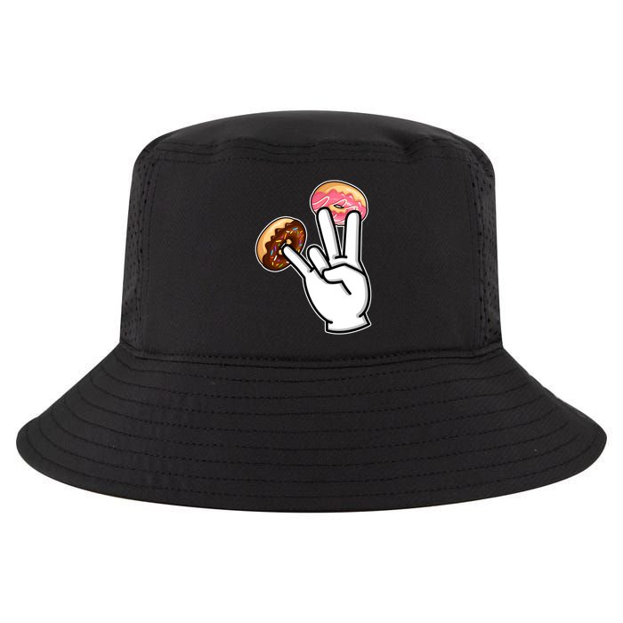 ASL Hand Sign Langauge Number 7 With Donuts Cool Comfort Performance Bucket Hat