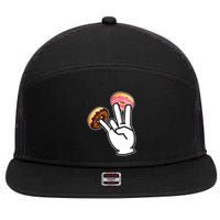 ASL Hand Sign Langauge Number 7 With Donuts 7 Panel Mesh Trucker Snapback Hat