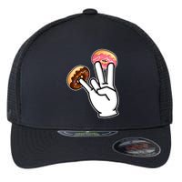 ASL Hand Sign Langauge Number 7 With Donuts Flexfit Unipanel Trucker Cap