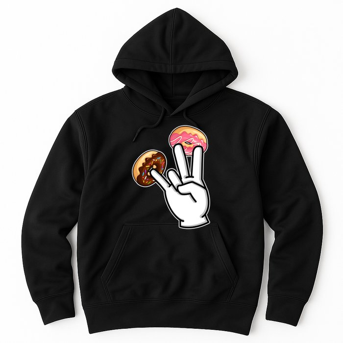 ASL Hand Sign Langauge Number 7 With Donuts Hoodie