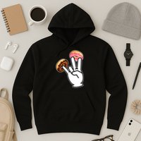 ASL Hand Sign Langauge Number 7 With Donuts Hoodie