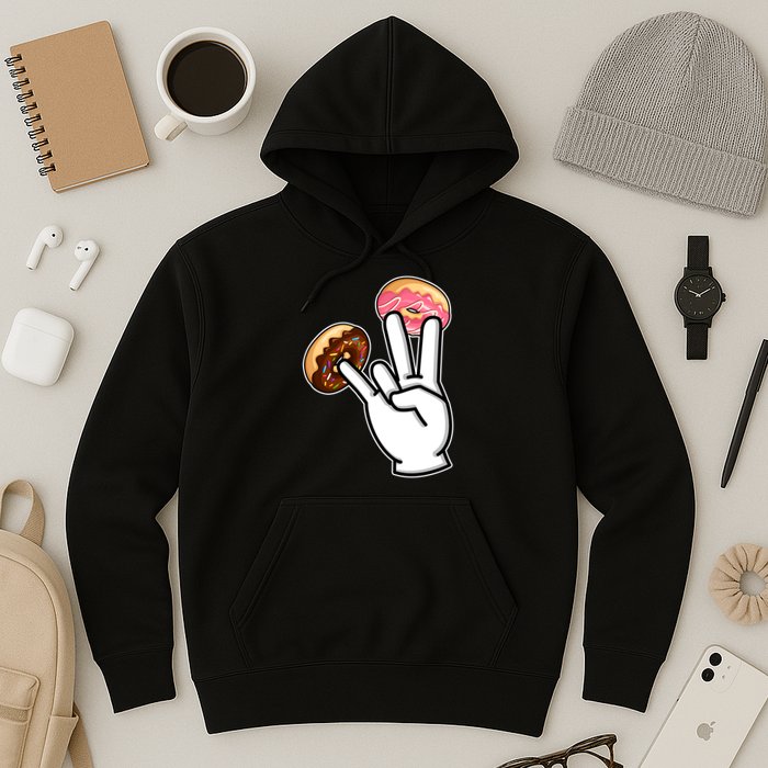 ASL Hand Sign Langauge Number 7 With Donuts Hoodie