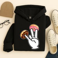 ASL Hand Sign Langauge Number 7 With Donuts Hoodie