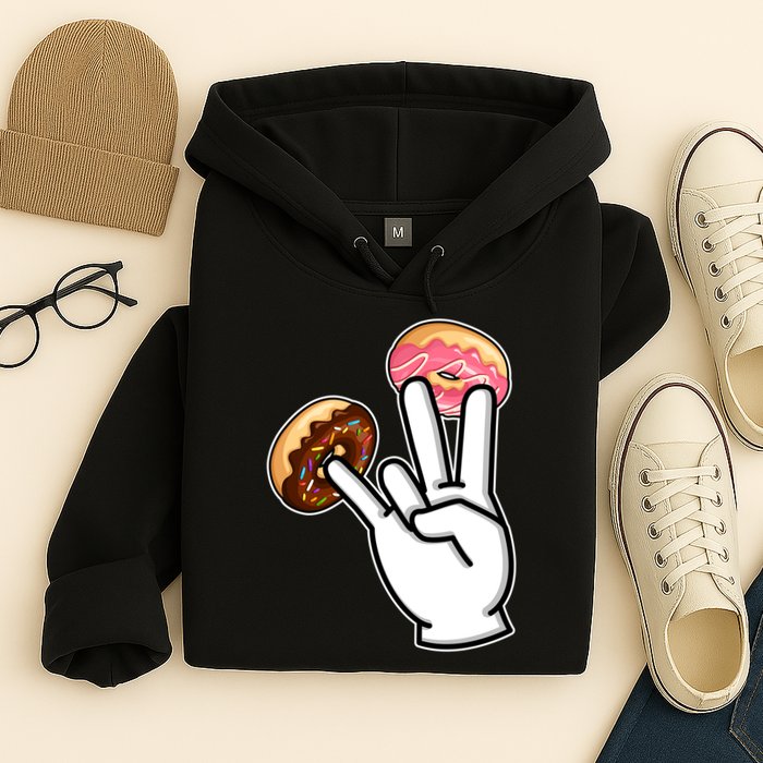 ASL Hand Sign Langauge Number 7 With Donuts Hoodie