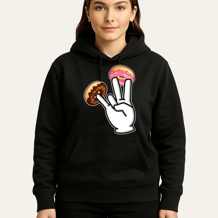 ASL Hand Sign Langauge Number 7 With Donuts Hoodie