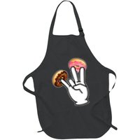 ASL Hand Sign Langauge Number 7 With Donuts Full-Length Apron With Pockets