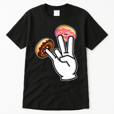 ASL Hand Sign Langauge Number 7 With Donuts Tall T-Shirt