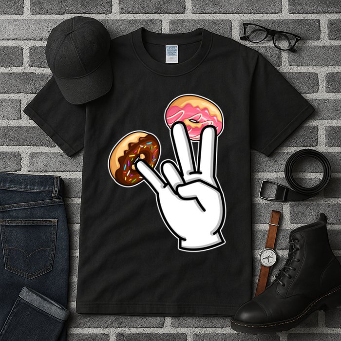 ASL Hand Sign Langauge Number 7 With Donuts Tall T-Shirt