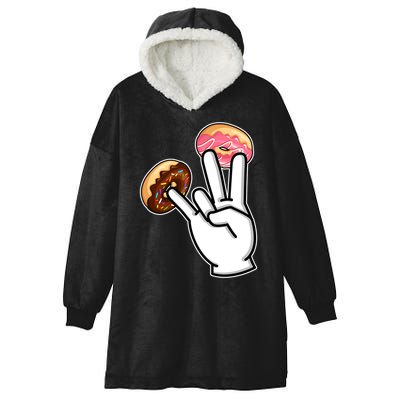 ASL Hand Sign Langauge Number 7 With Donuts Hooded Wearable Blanket
