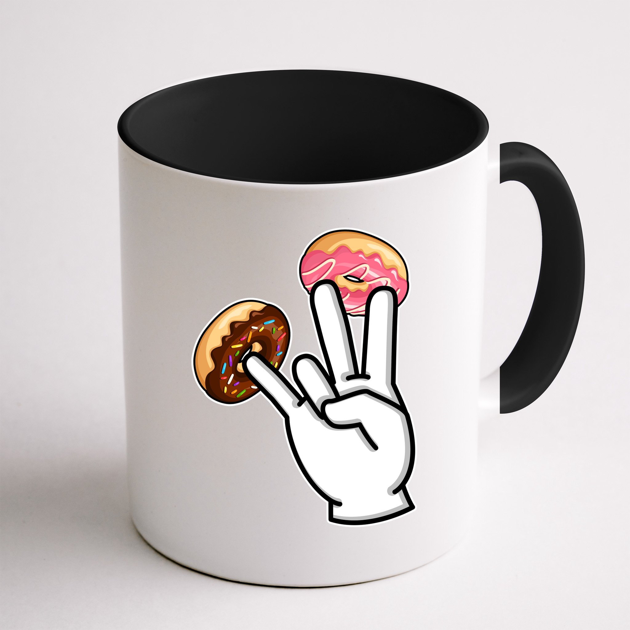 ASL Hand Sign Langauge Number 7 With Donuts Mug