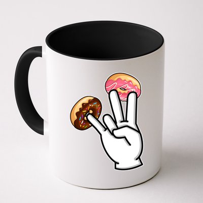 ASL Hand Sign Langauge Number 7 With Donuts Mug