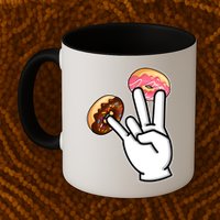 ASL Hand Sign Langauge Number 7 With Donuts Mug