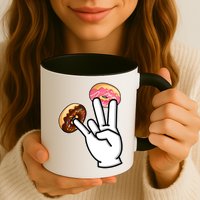 ASL Hand Sign Langauge Number 7 With Donuts Mug