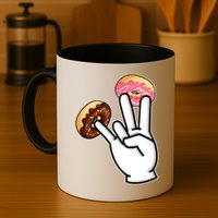 ASL Hand Sign Langauge Number 7 With Donuts Mug