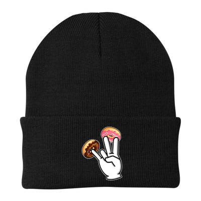 ASL Hand Sign Langauge Number 7 With Donuts Beanie
