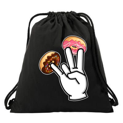 ASL Hand Sign Langauge Number 7 With Donuts Drawstring Bag