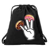 ASL Hand Sign Langauge Number 7 With Donuts Drawstring Bag