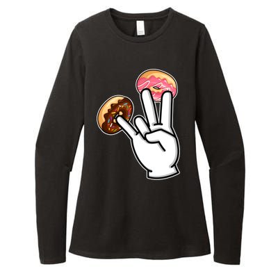 ASL Hand Sign Langauge Number 7 With Donuts Womens CVC Long Sleeve Shirt