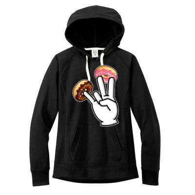 ASL Hand Sign Langauge Number 7 With Donuts Women's Fleece Hoodie