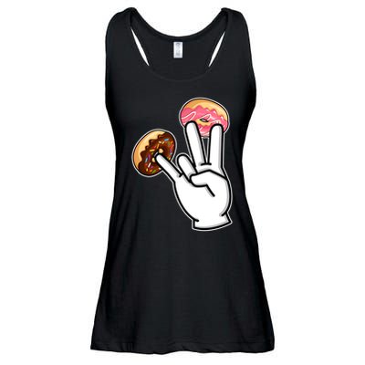 ASL Hand Sign Langauge Number 7 With Donuts Ladies Essential Flowy Tank