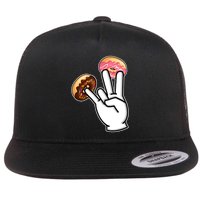 ASL Hand Sign Langauge Number 7 With Donuts Flatbill Hat