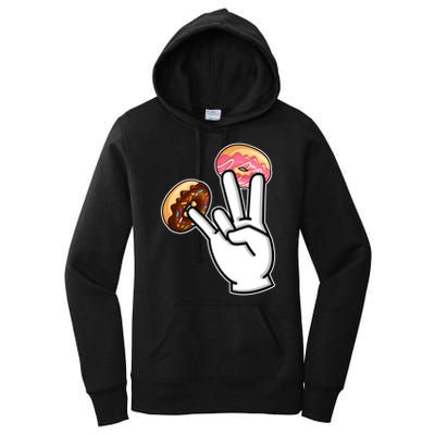 ASL Hand Sign Langauge Number 7 With Donuts Women's Pullover Hoodie