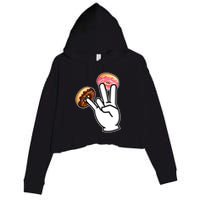 ASL Hand Sign Langauge Number 7 With Donuts Crop Fleece Hoodie