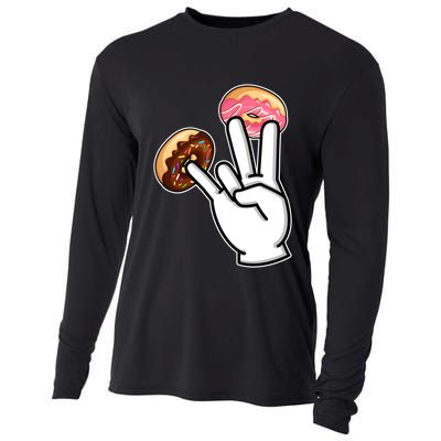 ASL Hand Sign Langauge Number 7 With Donuts Cooling Performance Long Sleeve Crew
